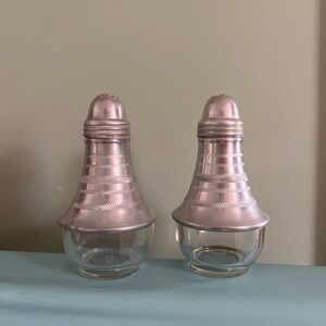 Vintage MCM Atomic Sphere Aluminum & Glass Salt and Pepper Shakers